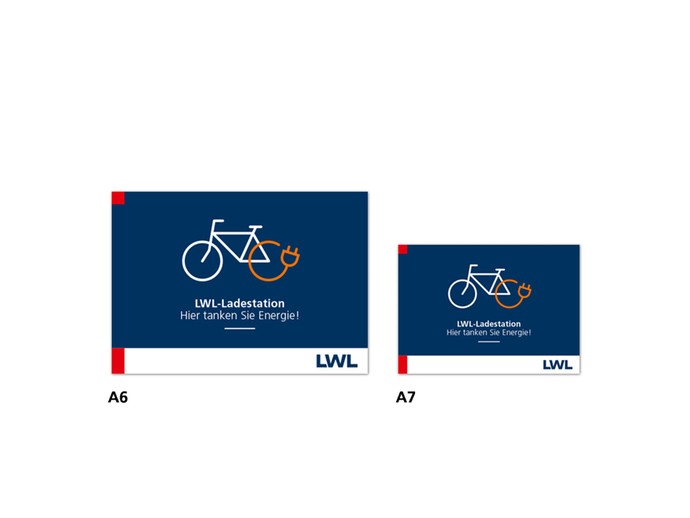 Beschilderung für E-Bike-Ladestationen, A6 und A7 quer (vergrößerte Bildansicht wird geöffnet)