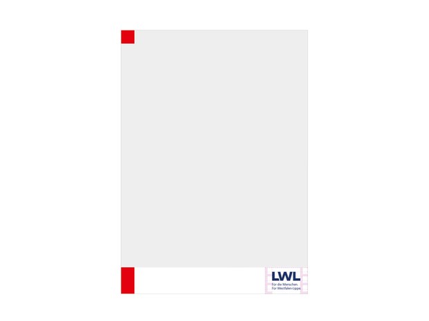 Das LWL-Logo in der richtigen Größe unten rechts auf einem Papier-Block.