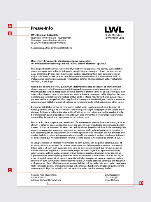 Elemente der Presse-Info eines LWL-Klinikums (öffnet vergrößerte Bildansicht)