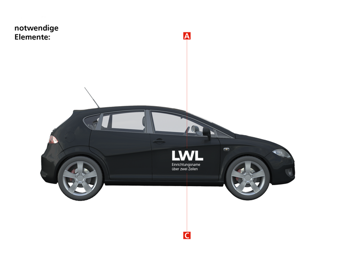 LWL-Dienstwagenbeschriftung einer LWL-Einrichtung (PKW dunkel, Logo negativ) (öffnet vergrößerte Bildansicht)
