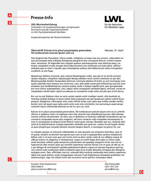 Elemente der Presse-Info einer LWL-Einrichtung