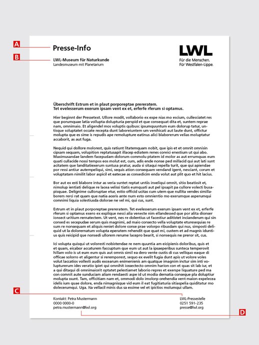 Elemente der Presse-Info eines LWL-Museums (öffnet vergrößerte Bildansicht)