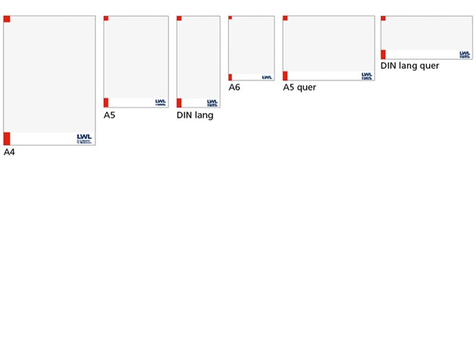 Formatansichten A4, A5, DIN lang, A6, A5 quer und DIN lang quer im LWL-Rahmenlayout. (öffnet vergrößerte Bildansicht)